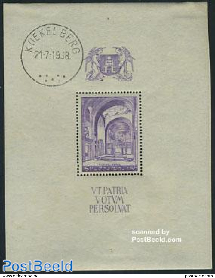 Belgium 1938 Koekelberg S/s (always Cancellation On Border), Unused (hinged), Religion - Churches, Temples, Mosques, S.. - Unused Stamps