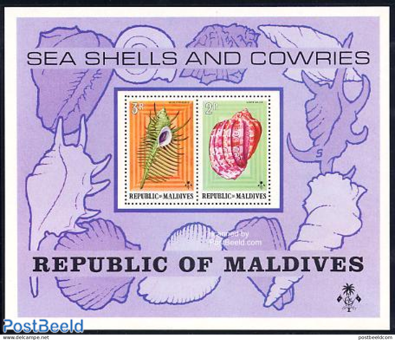 Maldives 1974 Shells S/s, Mint NH, Nature - Maldives (1965-...)