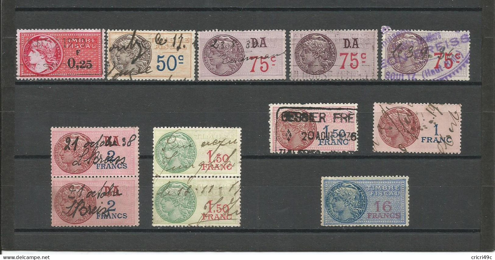FISCAUX FRANCE LOT DE 12 Timbres TAXES - Stamps