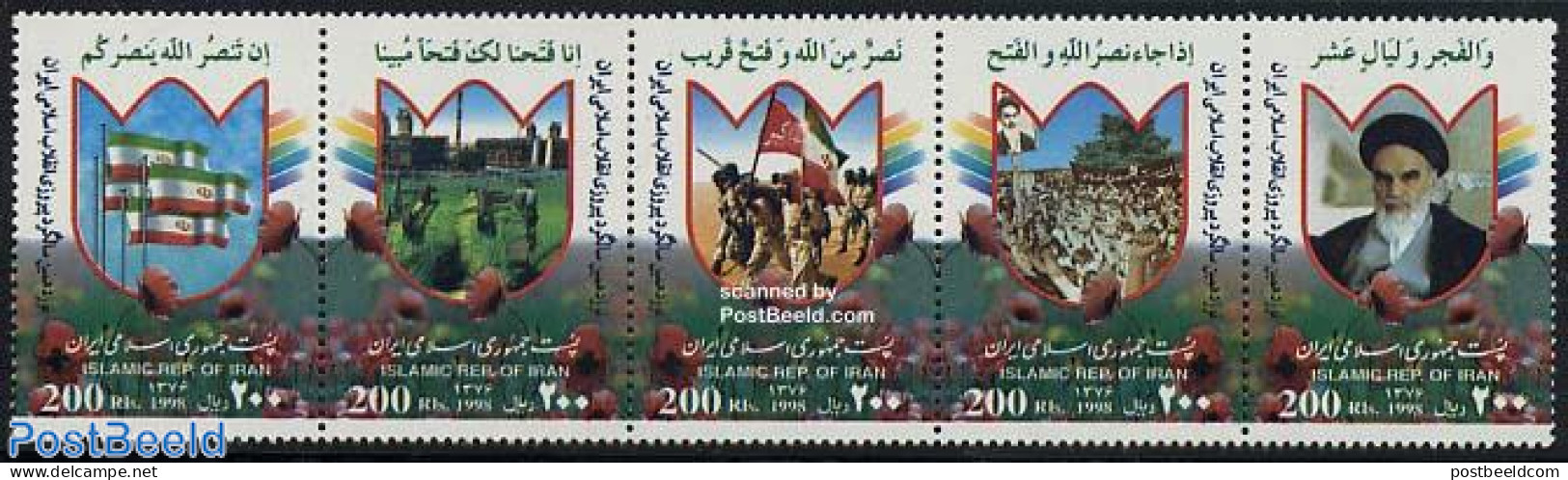 Persia 1998 Revolution Anniversary 5v [::::], Mint NH, History - Science - Flags - History - Chemistry & Chemists - Chemistry