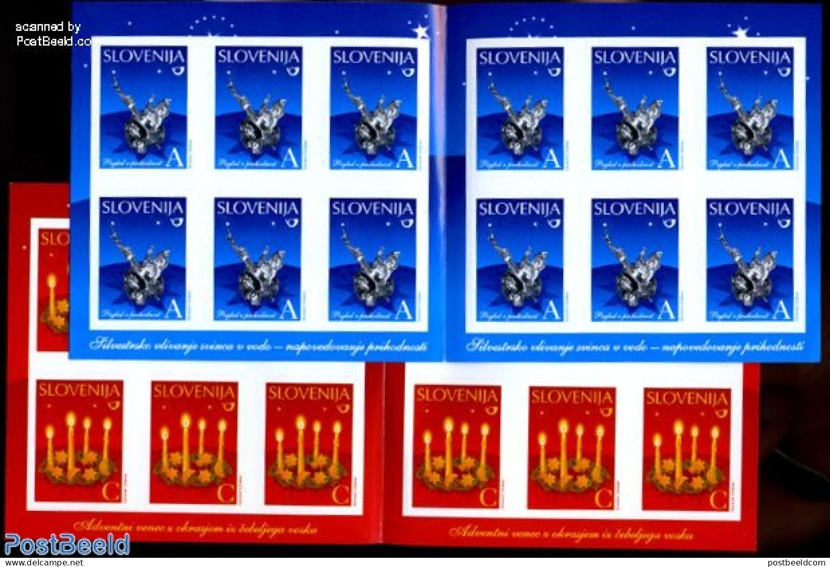 Slovenia 2010 Christmas 2 Foil Booklets, Mint NH, Religion - Christmas - Stamp Booklets - Christmas