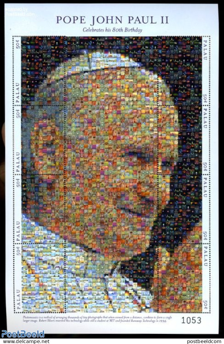 Palau 2000 Pope John Paul II 8v M/s, Mint NH, Religion - Pope - Religion - Popes