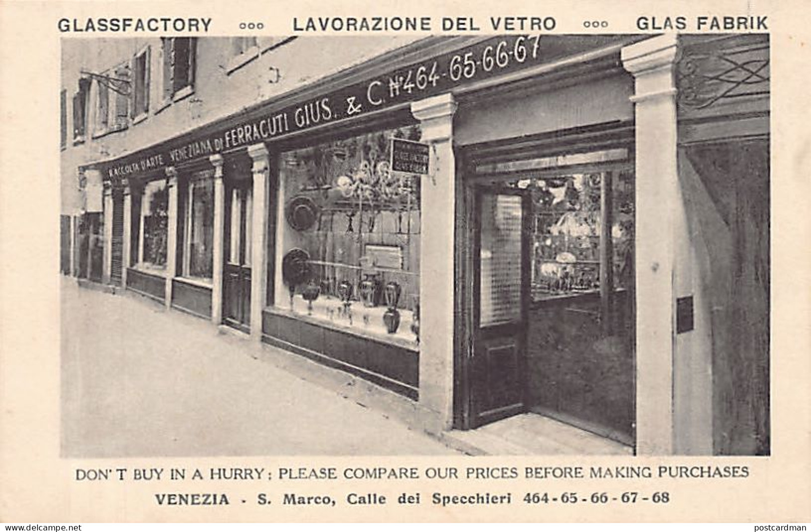 VENEZIA - G. Ferracuti - Lavorazione Del Vetro - S. Marco, Calle Dei Specchieri - Venezia (Venice)