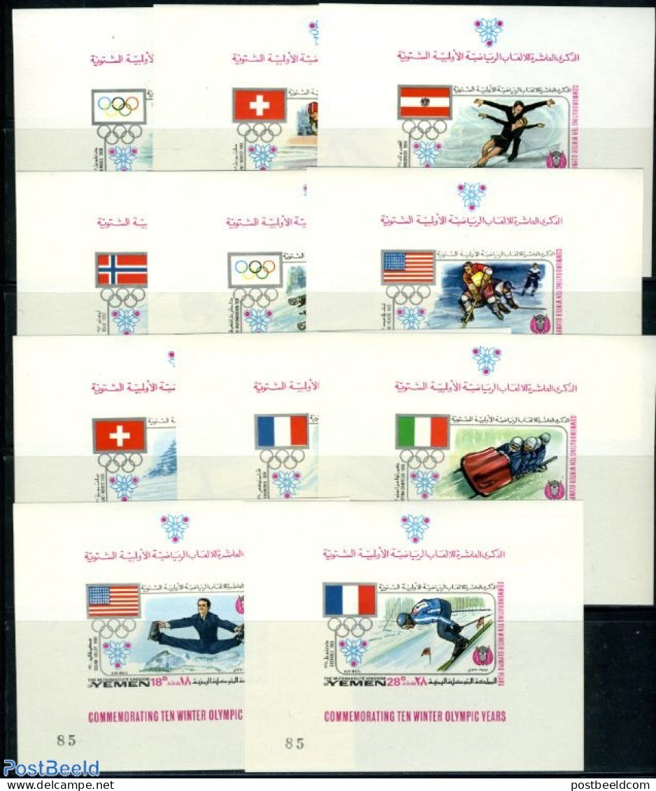 Yemen, Kingdom 1968 Olympic Winter Games 11 S/s, Mint NH, Sport - (Bob) Sleigh Sports - Ice Hockey - Olympic Winter Ga.. - Hiver