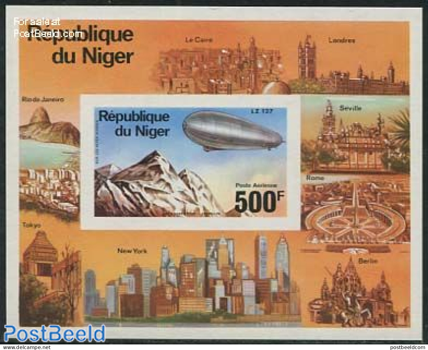 Niger 1976 Zeppelin S/s Imperforated, Mint NH, Sport - Transport - Mountains & Mountain Climbing - Zeppelins - Climbing