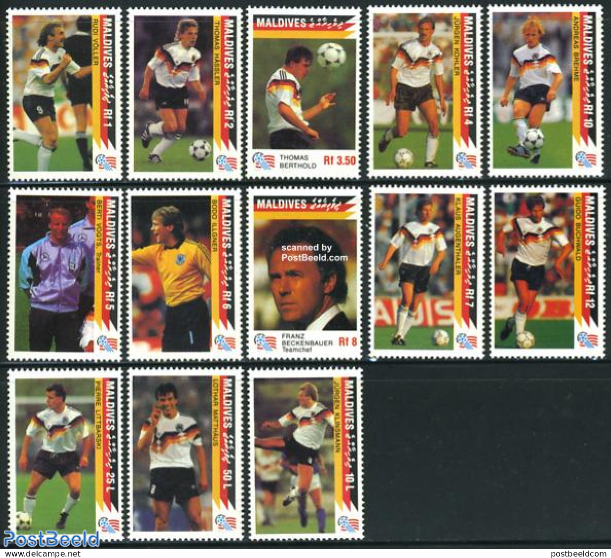 Maldives 1992 World Cup Football Winners 13v, Mint NH, Sport - Football - Maldives (1965-...)