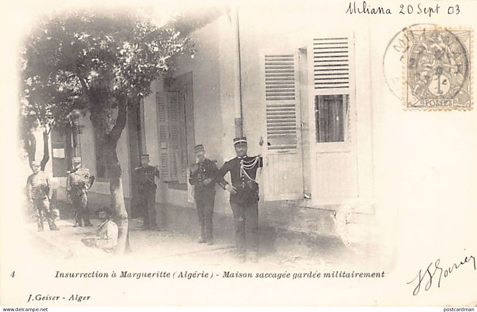 Algérie - Insurrection De Margueritte (Aïn Torki) - Maison Saccagée Gardée Militairement - Gendarmes - Ed. J. Geiser 4 - Sonstige & Ohne Zuordnung