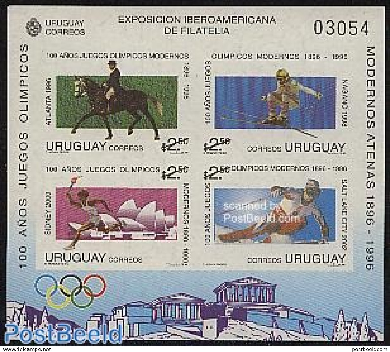 Uruguay 1996 Olympic Games S/s Imperforated (no Postal Value), Mint NH, Nature - Sport - Horses - Olympic Games - Skiing - Ski
