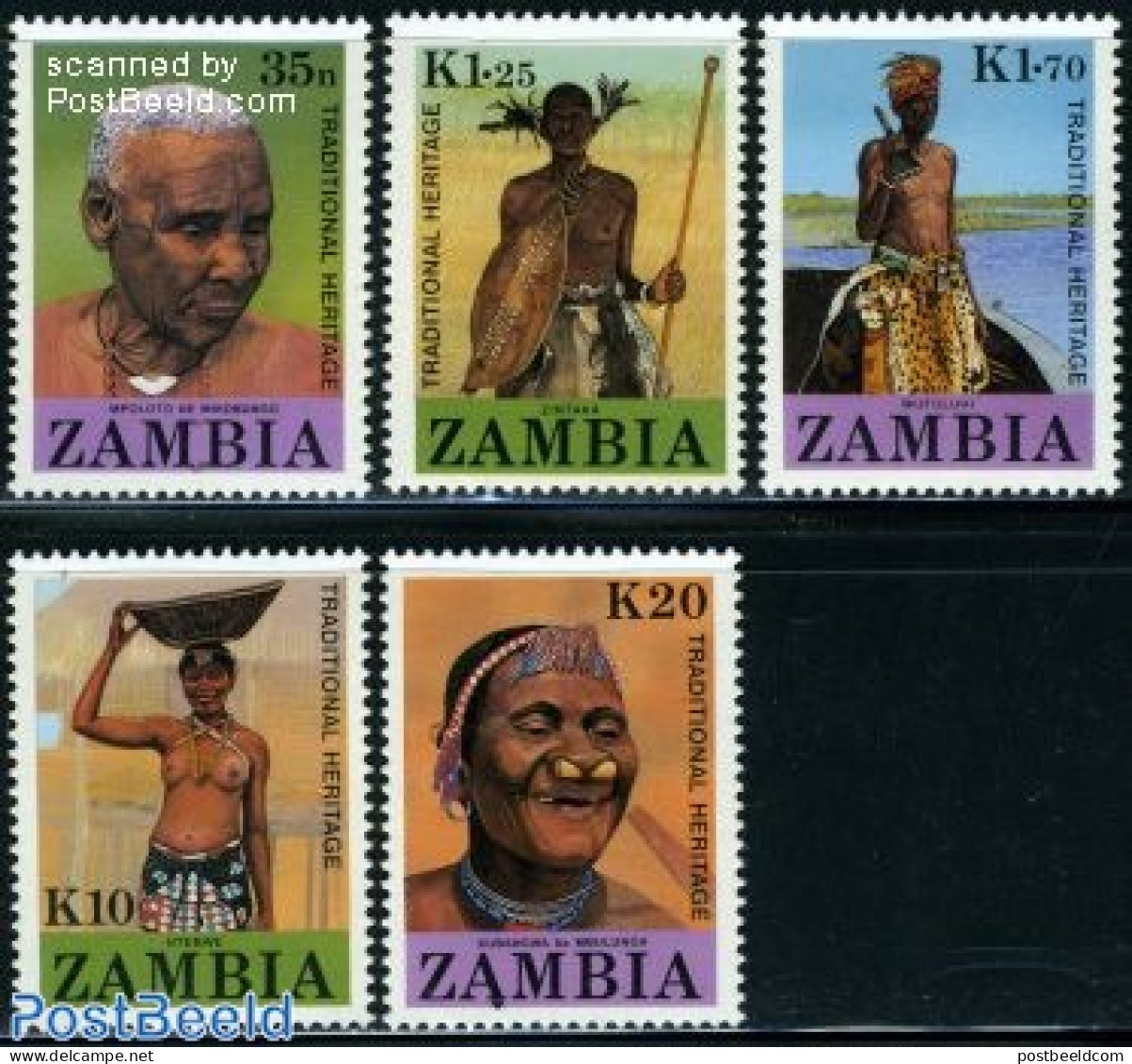 Zambia 1987 People From Zambia 5v, Mint NH, History - Various - Costumes - Costumes