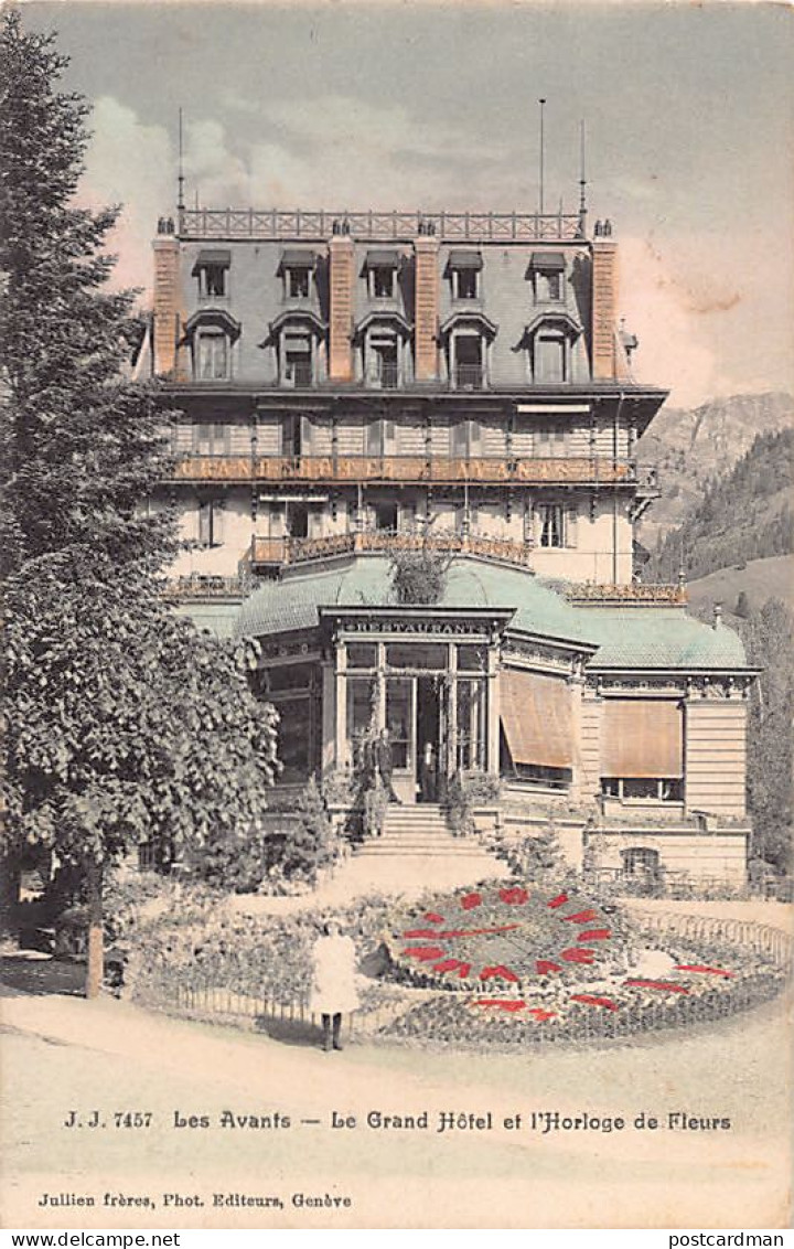 Suisse - LES AVANTS (VD) Le Grand Hôtel Et L'Horloge De Fleurs - Ed. J.J. Jullien 7457 Aquarellée - Other & Unclassified