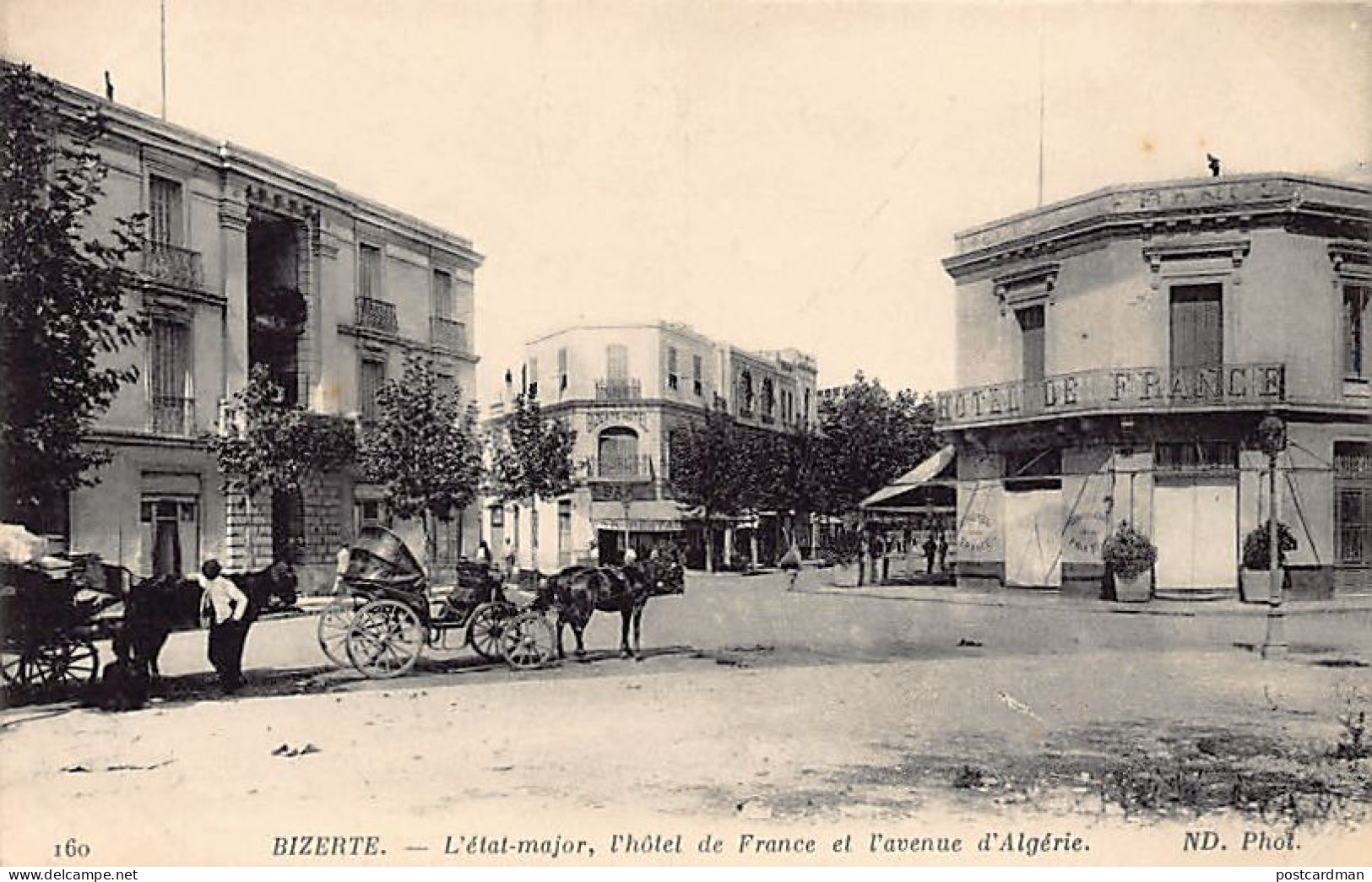 Tunisie - BIZERTE - L'état-major, L'hôtel De France Et L'avenue D'Algérie - Tunisia