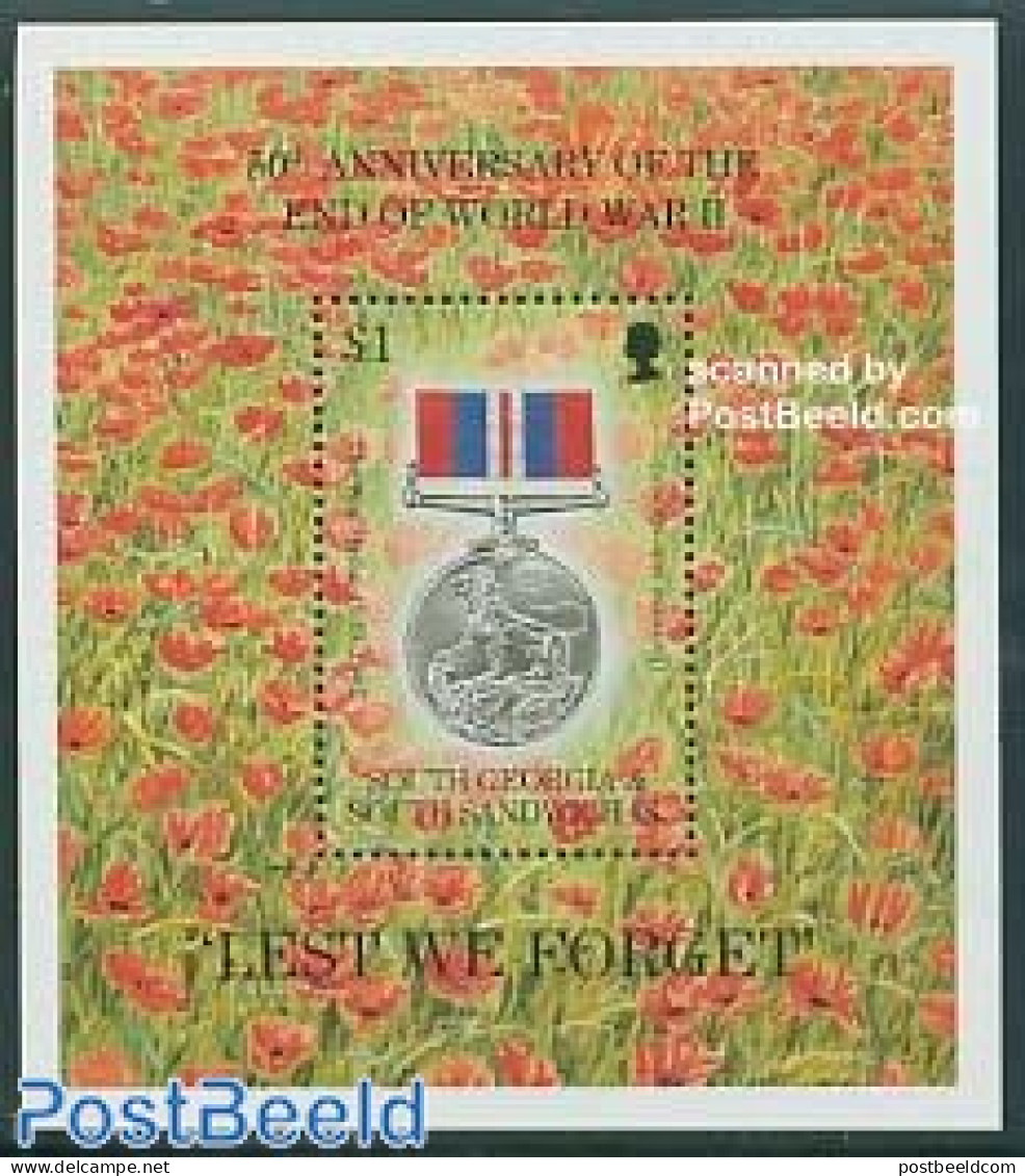 South Georgia / Falklands Dep. 1995 End Of World War II S/s, Mint NH, History - Nature - Decorations - World War II - .. - Militaria