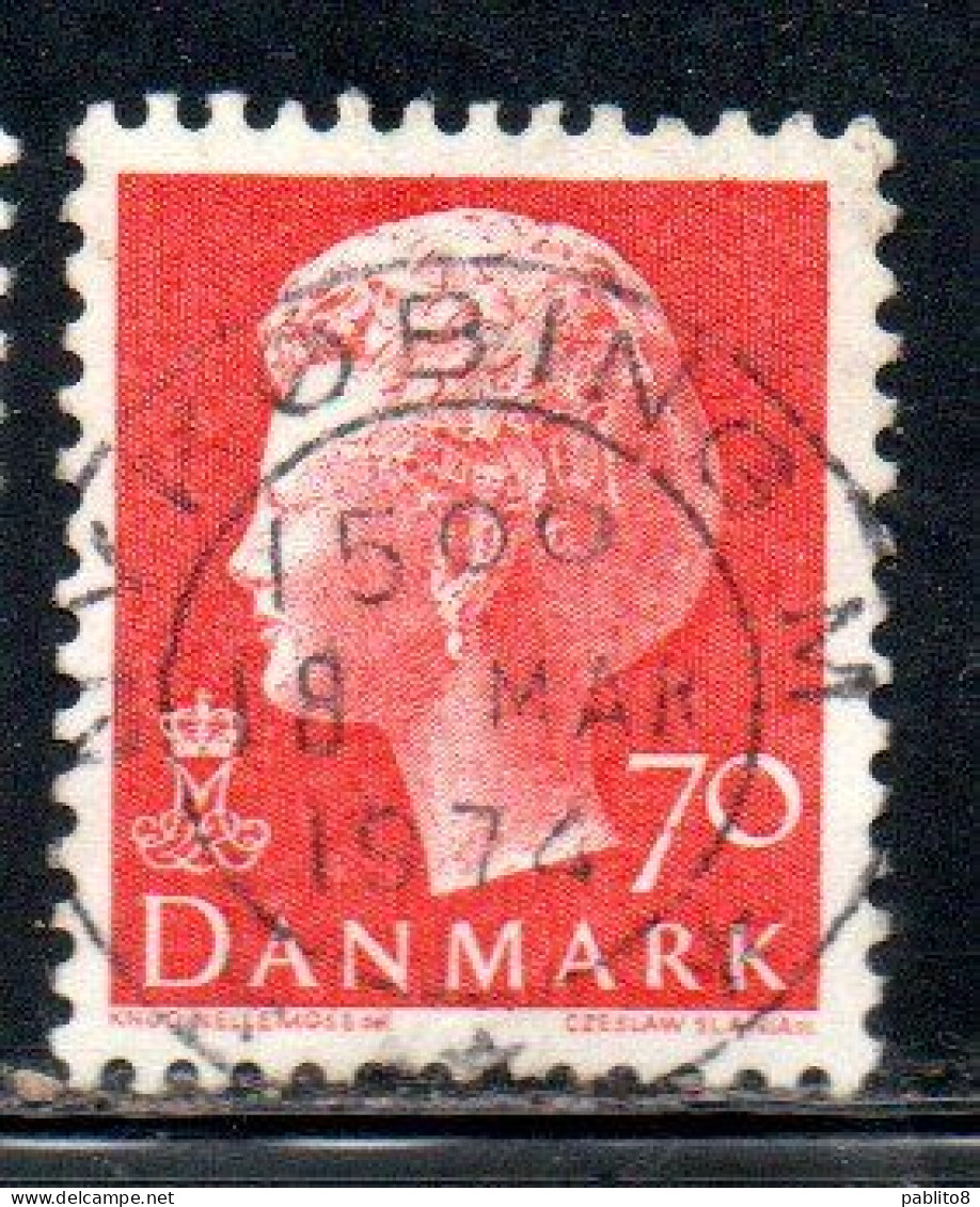 DANEMARK DANMARK DENMARK DANIMARCA 1974 1981 QUEEN MARGRETHE 70o USED USATO OBLITERE' - Used Stamps