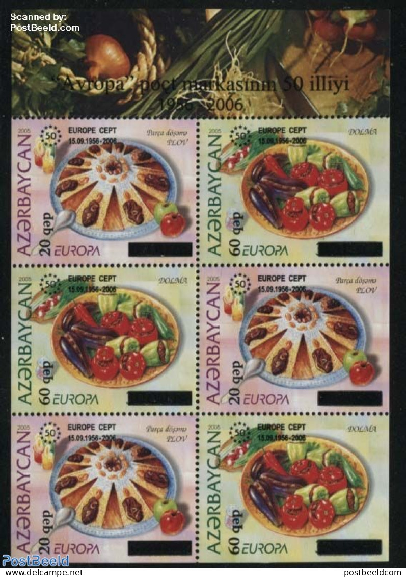 Azerbaijan 2006 Europa, Food 6v [++] Overprints, Mint NH, Health - History - Food & Drink - Europa (cept) - Food