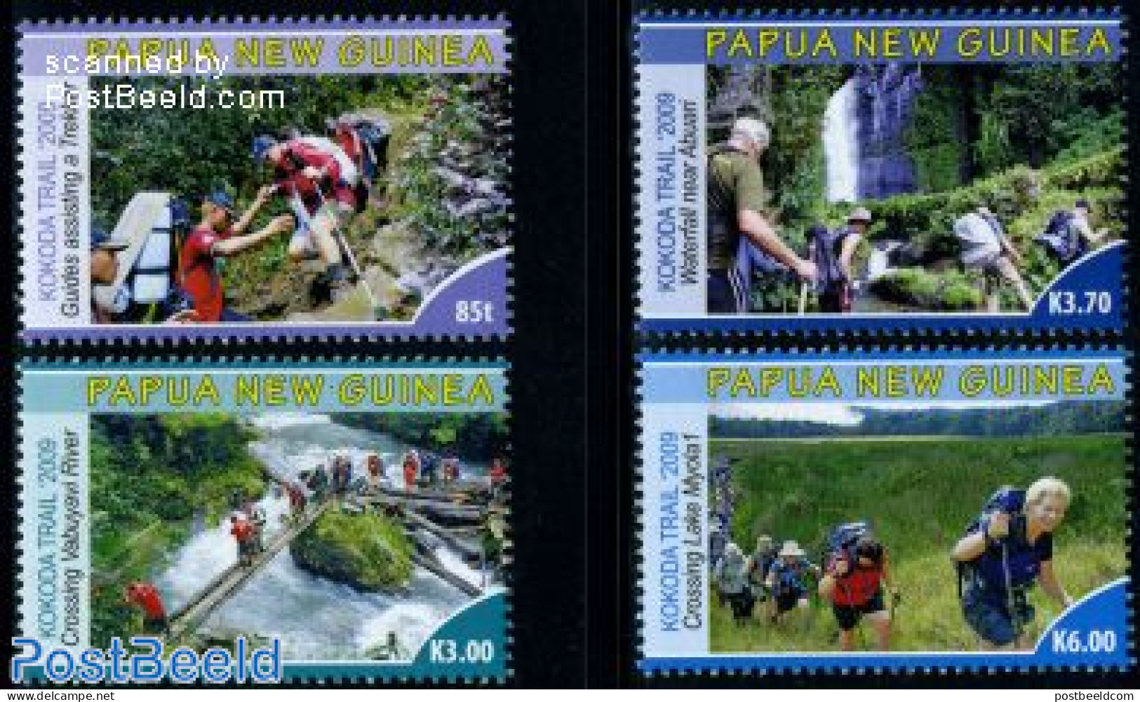 Papua New Guinea 2009 Kokoda Trail 4v, Mint NH, Nature - Sport - Water, Dams & Falls - Mountains & Mountain Climbing -.. - Climbing