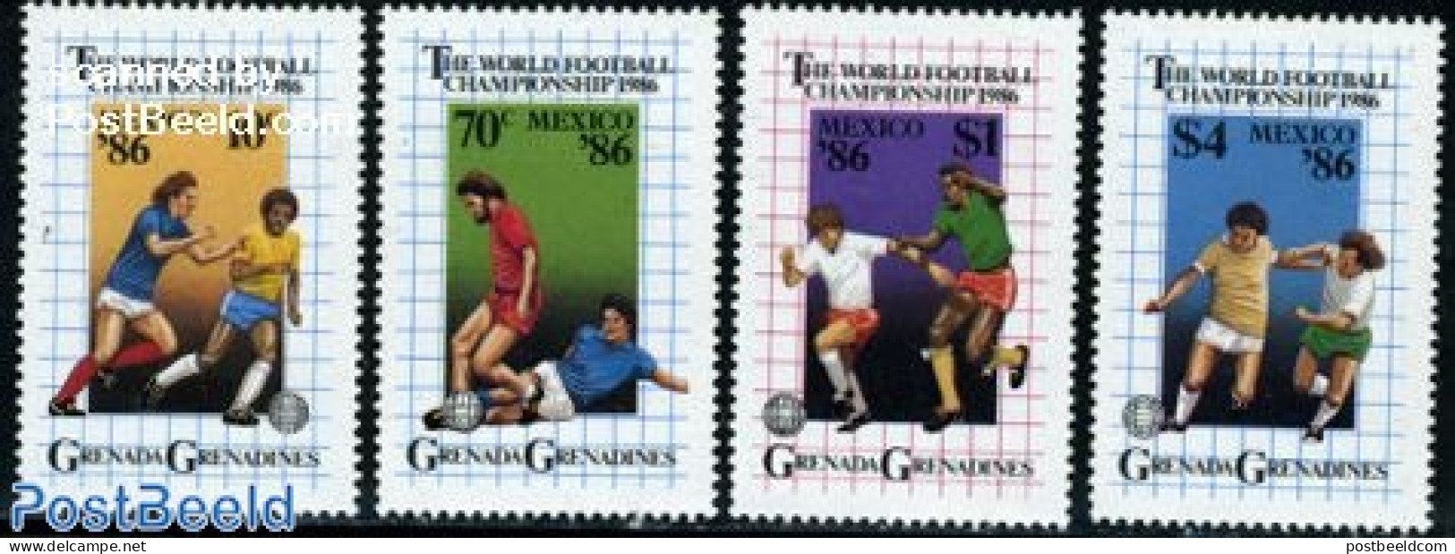 Grenada Grenadines 1986 World Cup Football 4v, Mint NH, Sport - Football - Grenada (1974-...)