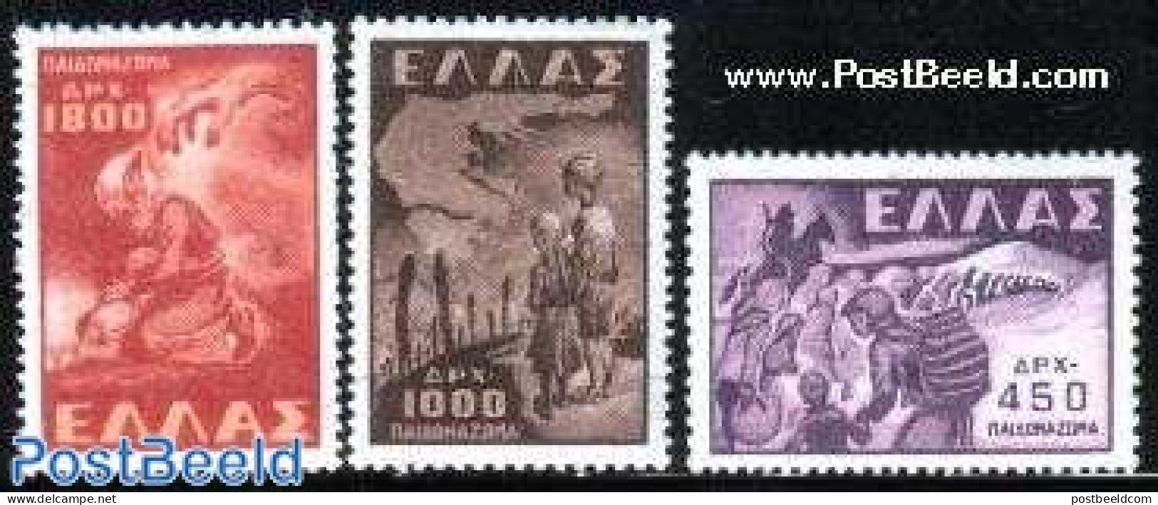 Greece 1949 Children Fund 3v, Mint NH, Various - Maps - Unused Stamps