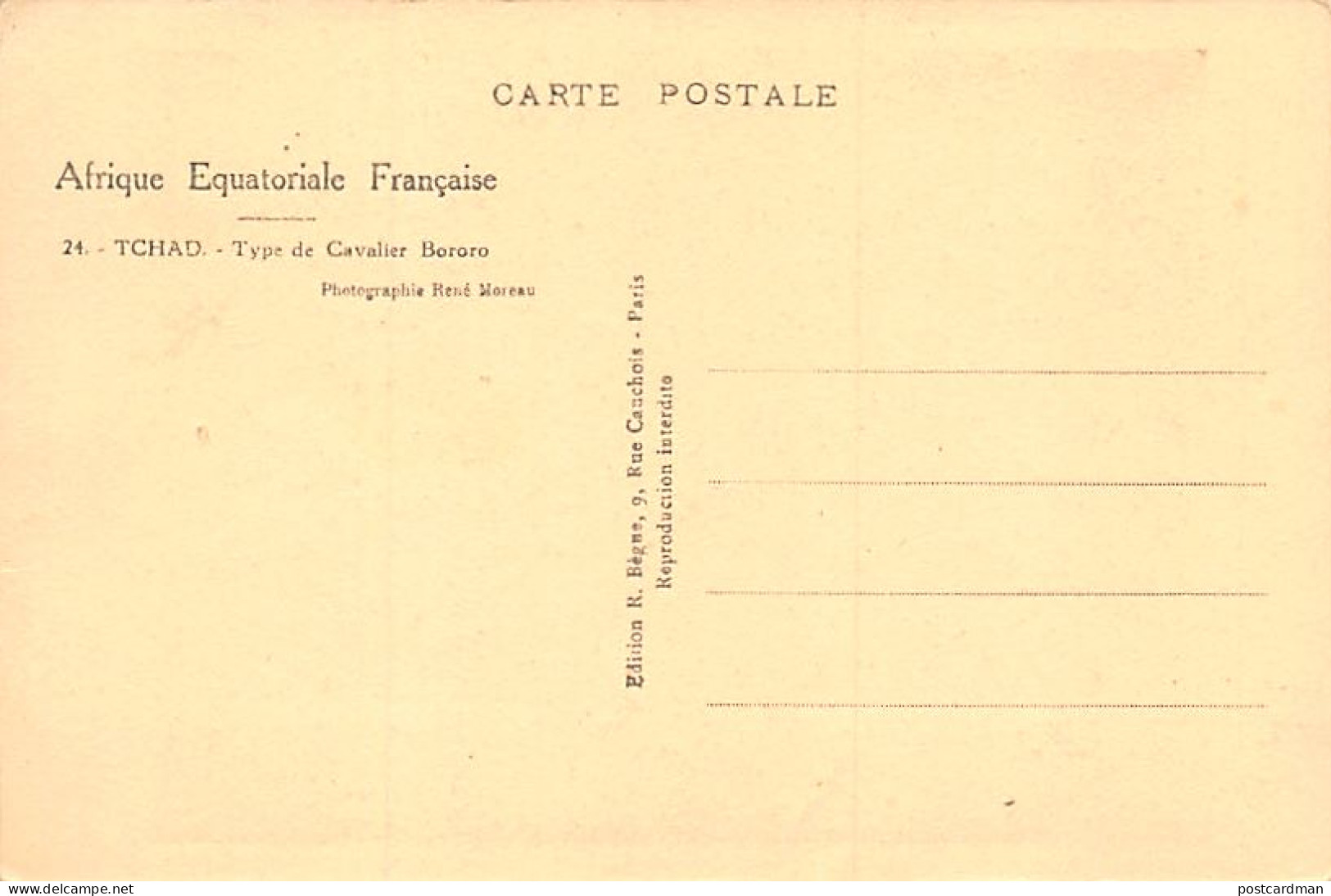 Tchad - Type De Cavalier Bororo - Ed. R. Bègue 24 - Tschad
