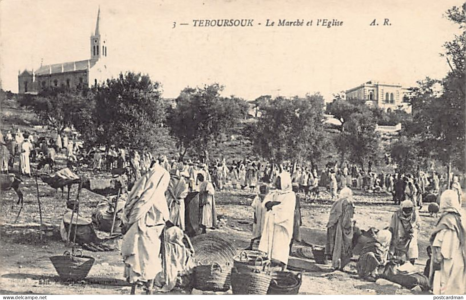 Tunisie - TEBOURSOUK - Le Marché Et L'église - Ed. Mongellas 3 - Tunisia