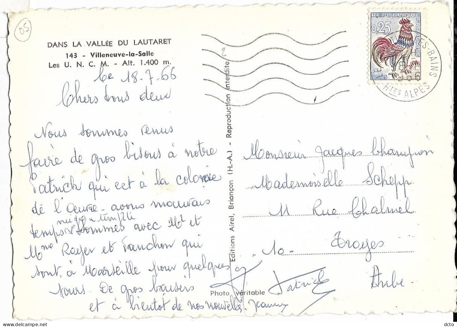 VILLENEUVE-la-SALLE (05) Les U.N.C.M. Ed. Airel 143, Cpsm GF, Envoi 1966 - Other & Unclassified