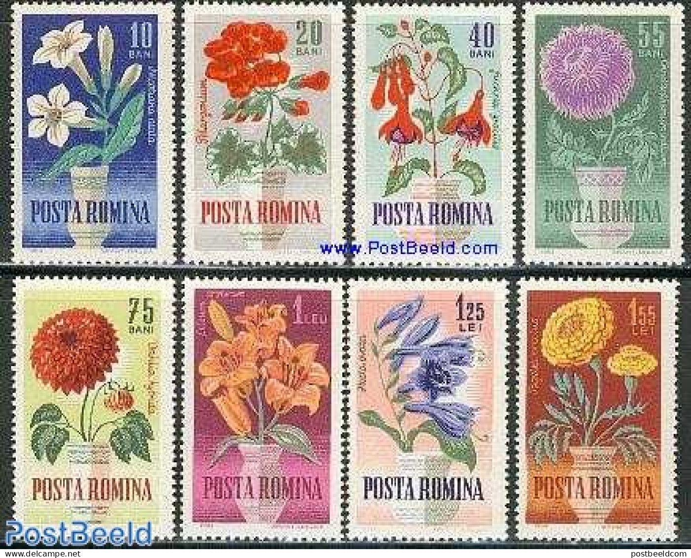 Romania 1964 Garden Flowers 8v, Mint NH, Nature - Flowers & Plants - Unused Stamps