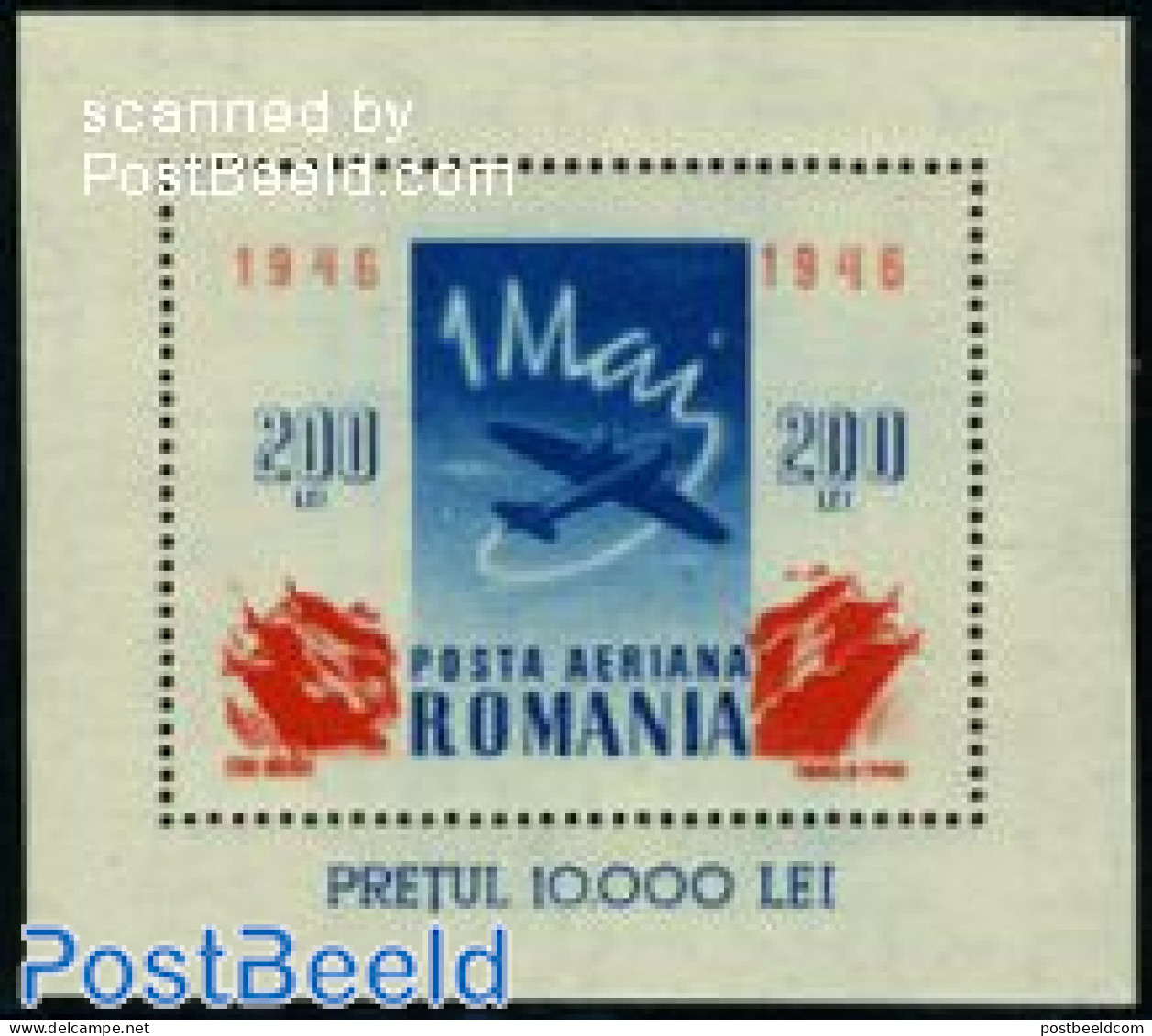 Romania 1946 Labour Day, Aeroplane S/s, Mint NH, Transport - Aircraft & Aviation - Neufs