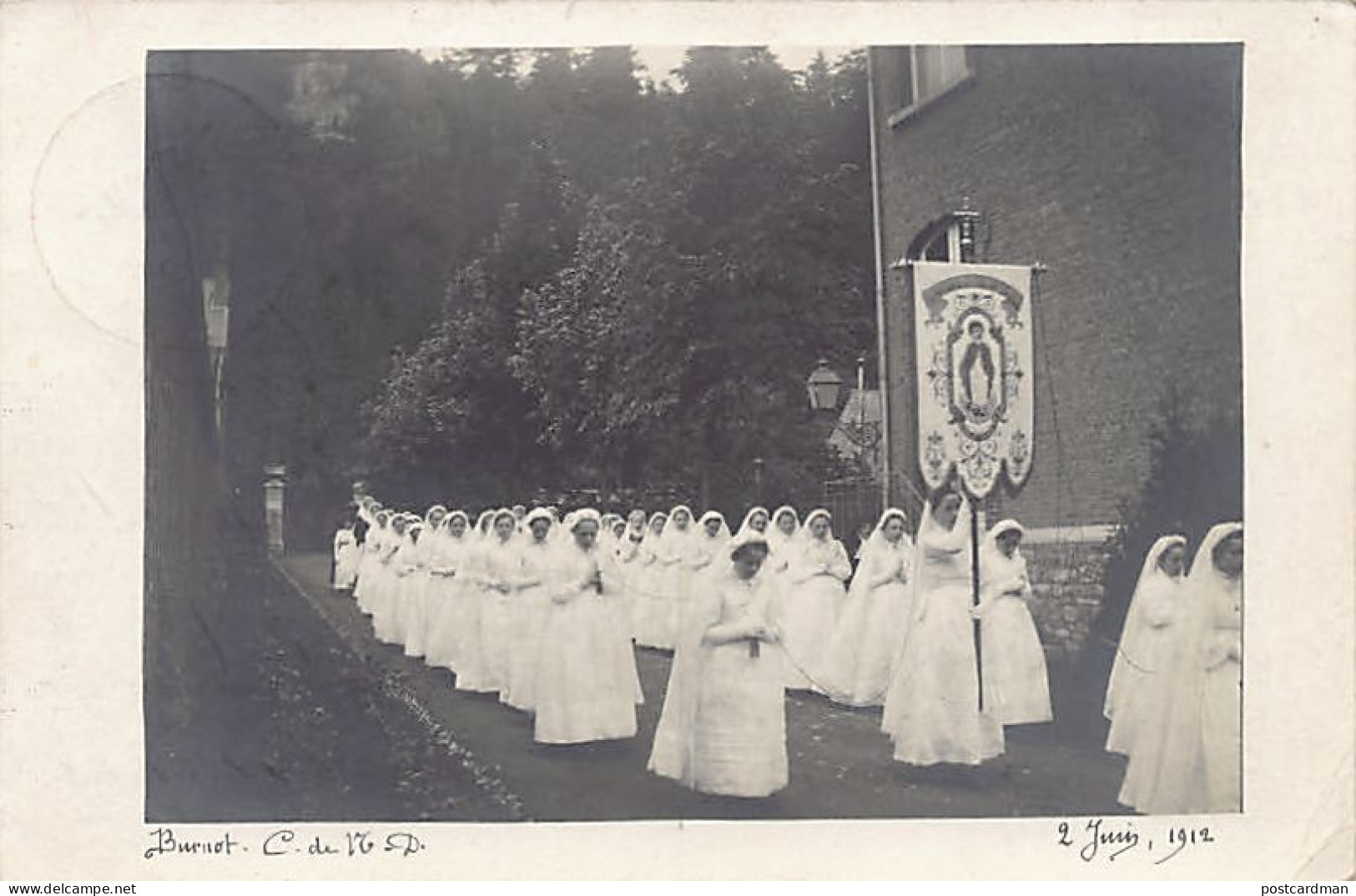 Belgique - BURNOT (Namur) Procession Du Collège De Notre-Dame (collège De Godinne-Burno) Le 2 Juin 1912 - CARTE PHOTO - Other & Unclassified