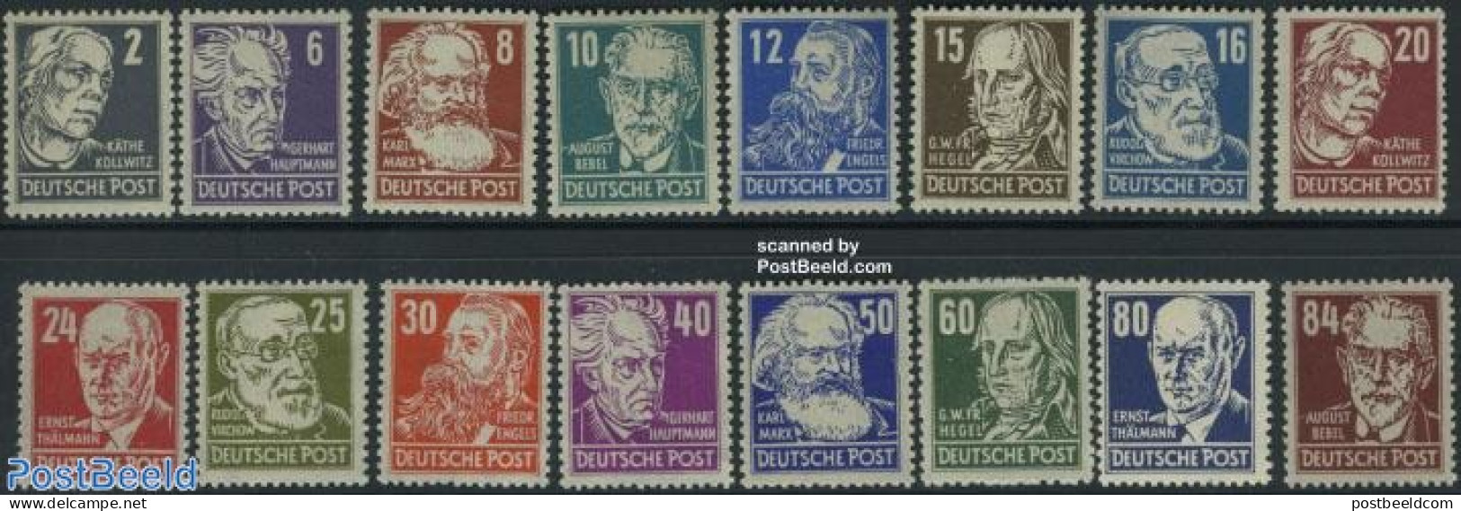 Germany, DDR 1948 Famous Persons 16v, Mint NH, History - Nobel Prize Winners - Art - Authors - Unused Stamps
