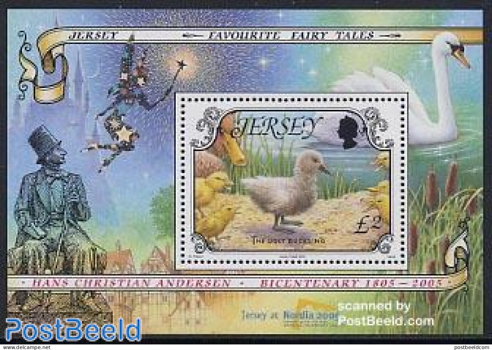 Jersey 2005 Nordia Overprint S/s, Mint NH, Nature - Various - Birds - Philately - Holograms - Art - Fairytales - Holograms