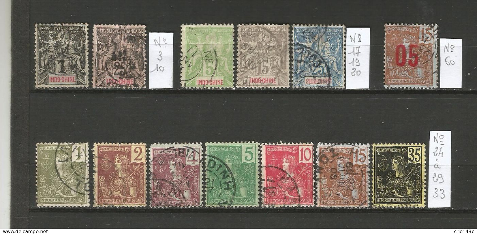 Indochine 1 Lot De 13 Timbres Oblitérés A2 - Oblitérés