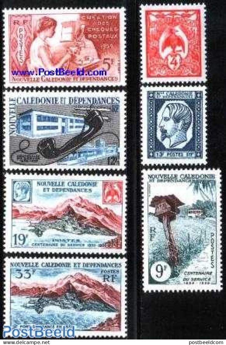New Caledonia 1960 Stamp Centenary 7v, Mint NH, Science - Transport - Telephones - 100 Years Stamps - Post - Stamps On.. - Ungebraucht