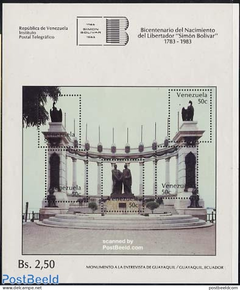 Venezuela 1982 Simon Bolivar S/s, Mint NH, Art - Sculpture - Skulpturen