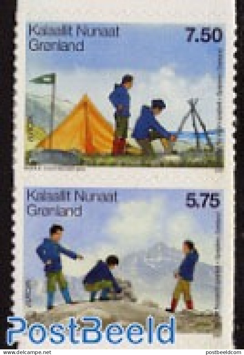 Greenland 2007 Europa, Scouting 2v S-a (from Booklet), Mint NH, History - Sport - Europa (cept) - Scouting - Unused Stamps