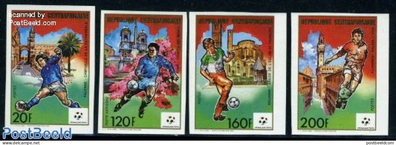 Central Africa 1989 World Cup Football 4v Imperforated, Mint NH, Sport - Football - Central African Republic