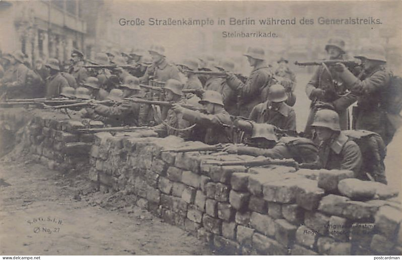 BERLIN - Berliner Märzkämpfe - März 1919 - Generalstreiks - Steinbarrikade - FOTOKARTE - Verlag S. U. G. S. I. B. 27 - Other & Unclassified