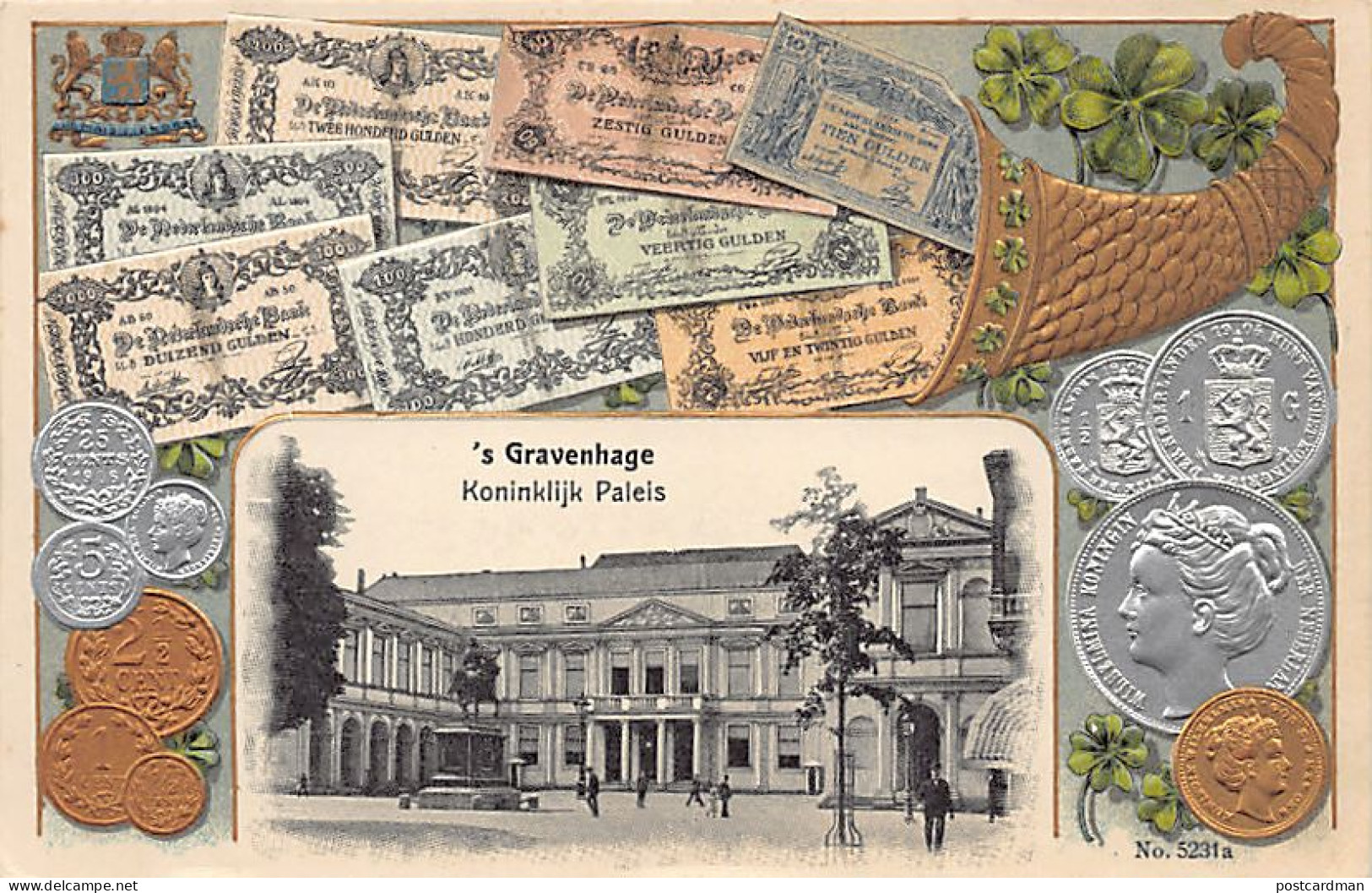 Nederland - DEN HAAG (ZH) Koninklijk Paleis - Bankbiljetten - Munten - Ansichtkaart Met Reliëf - Den Haag ('s-Gravenhage)