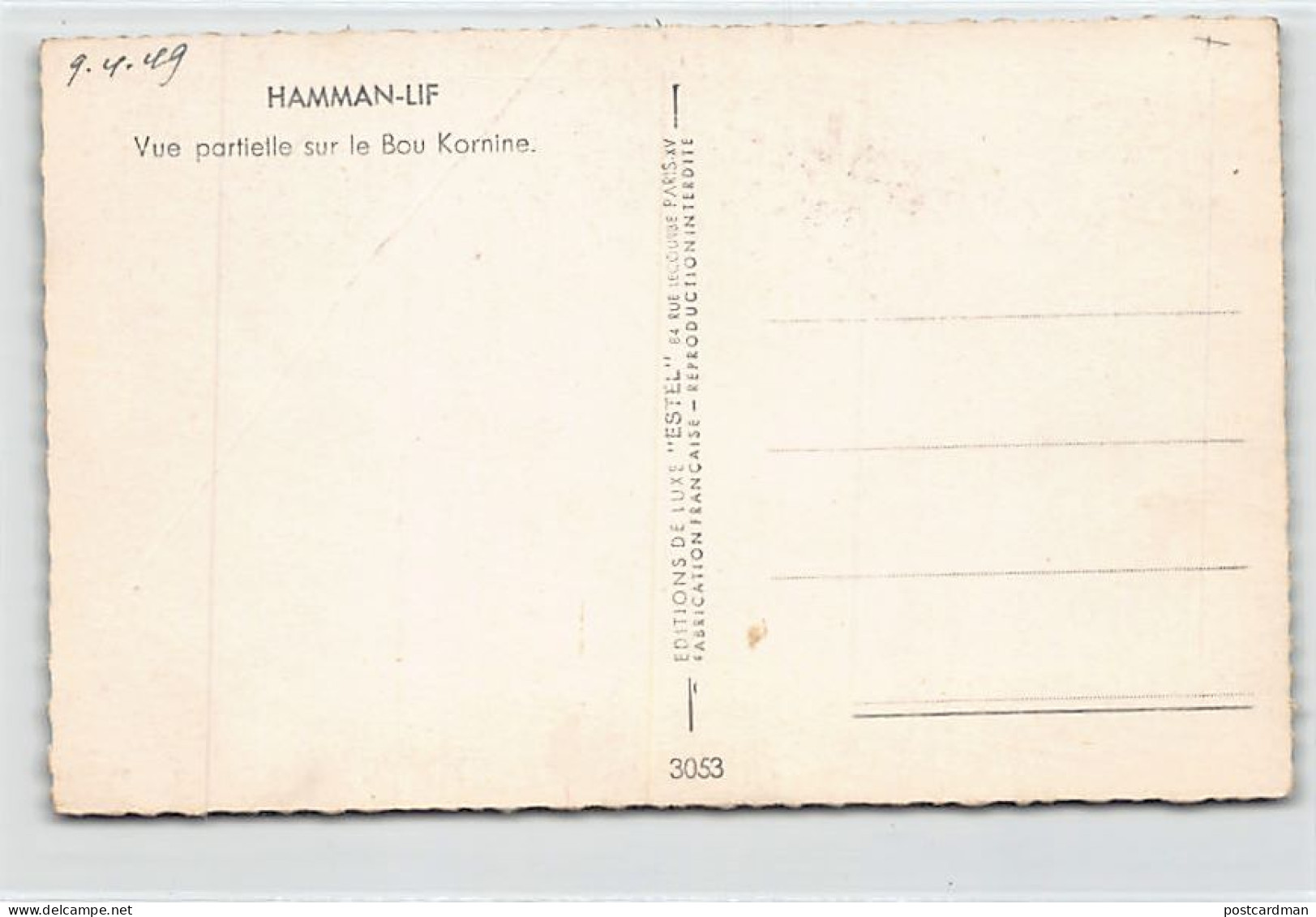 Tunisie - HAMMAN LIF - Vue Partielle Sur Le Bou Kornine - Ed. Estel 3053 - Tunisia