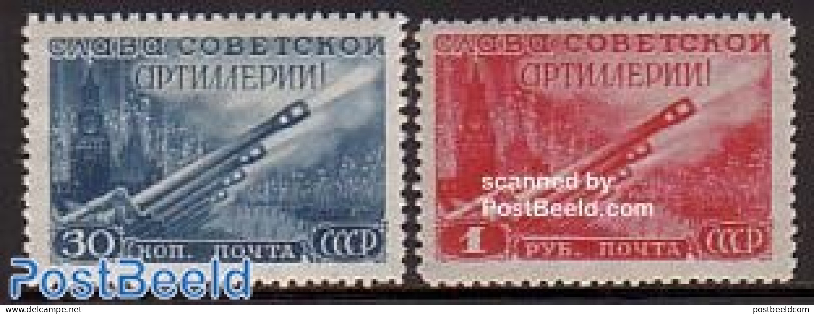 Russia, Soviet Union 1948 Artillery Day 2v, Unused (hinged), History - Militarism - Unused Stamps