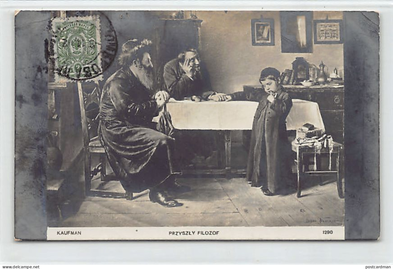 Judaica - POLAND - The Future Philosopher (Przyszły Filozof) ) Rabbi And His Son, From A Painting By Kaufman - Publ. Unk - Jewish