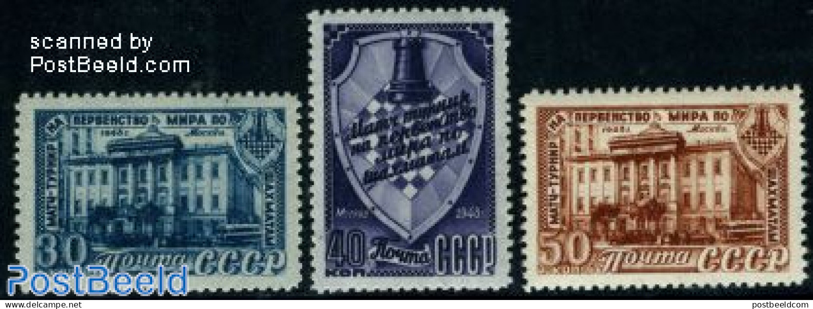 Russia, Soviet Union 1948 Chess Games Moscow 3v, Mint NH, Sport - Chess - Neufs