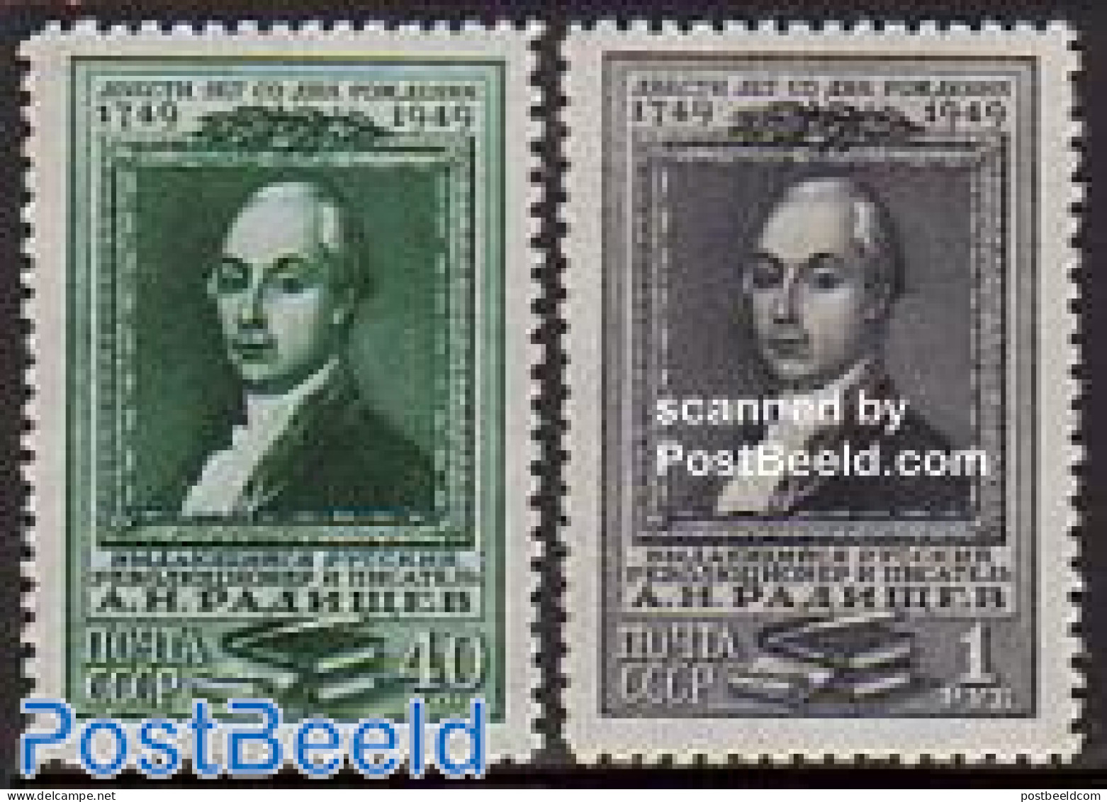 Russia, Soviet Union 1949 A.N.R. Radischtschew 2v, Unused (hinged), Art - Authors - Unused Stamps