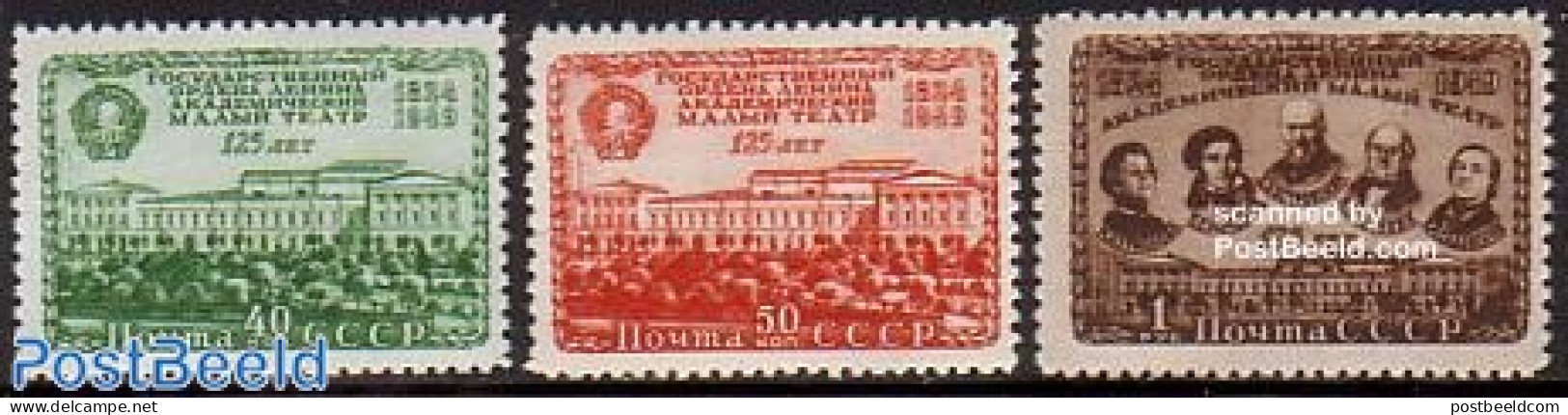 Russia, Soviet Union 1949 Moscow Theatres 3v, Unused (hinged), Performance Art - Theatre - Unused Stamps