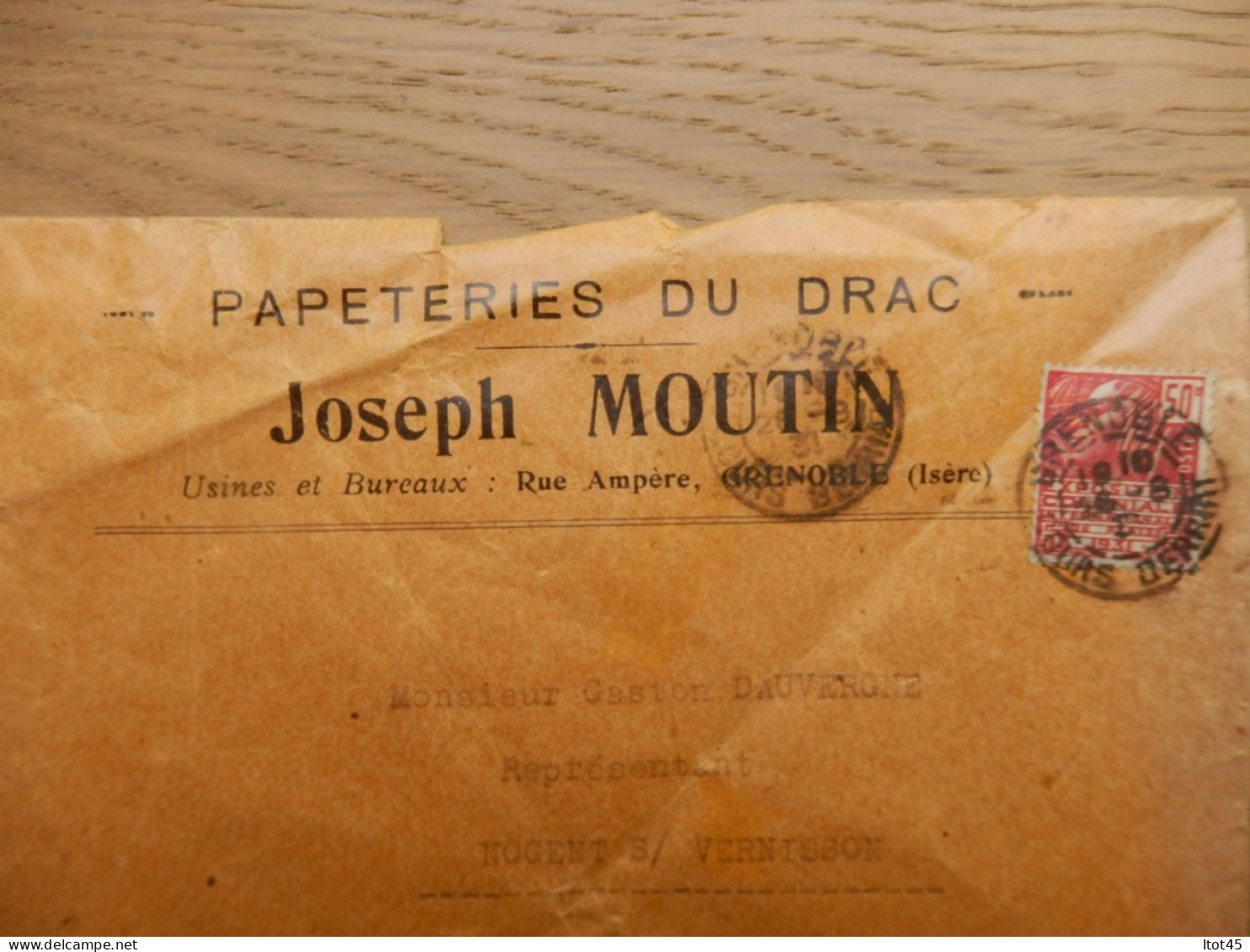 LOT DE 2 ENVELOPPES PAPETERIE DU DRAC JOSEPH MOUTIN GRENOBLE - 1921-1960: Modern Period