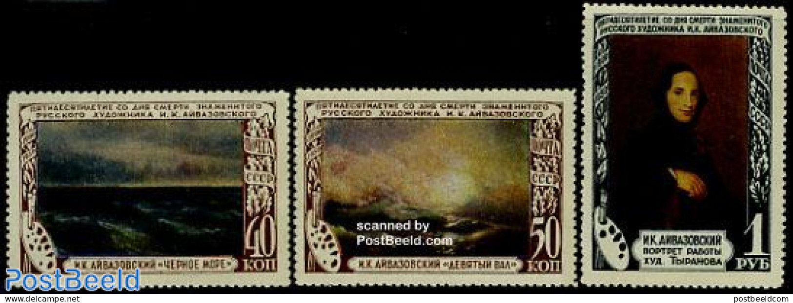 Russia, Soviet Union 1950 Ayvazovsky Paintings 3v, Mint NH, Art - Paintings - Unused Stamps