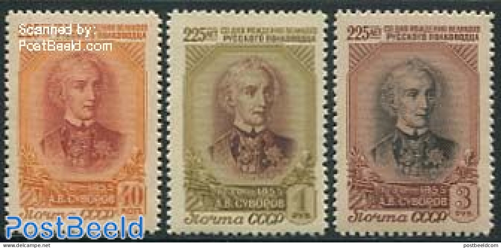 Russia, Soviet Union 1956 A.W. Ssuworow 3v, Mint NH - Unused Stamps