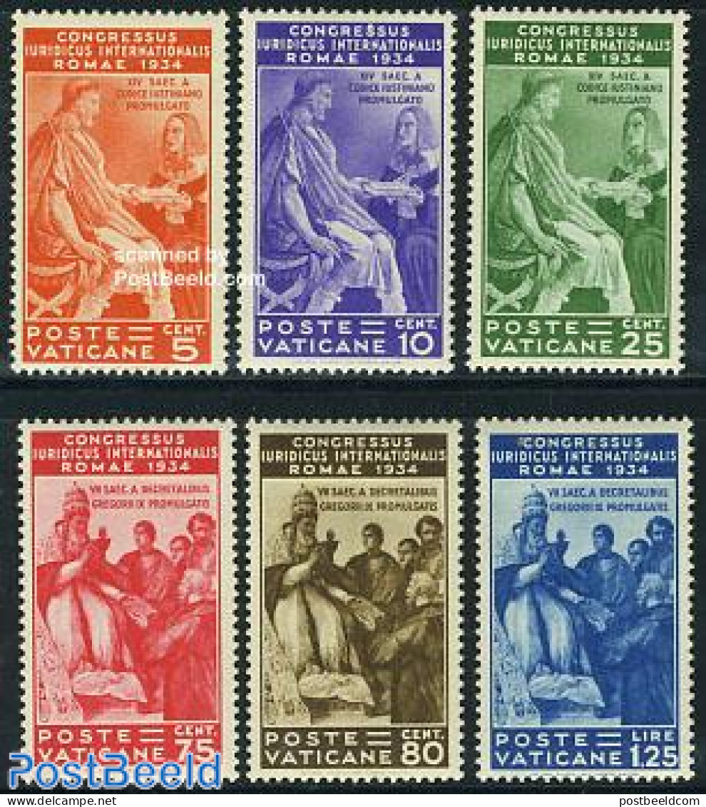 Vatican 1935 Jurists Congress 6v, Mint NH, Religion - Various - Religion - Justice - Unused Stamps