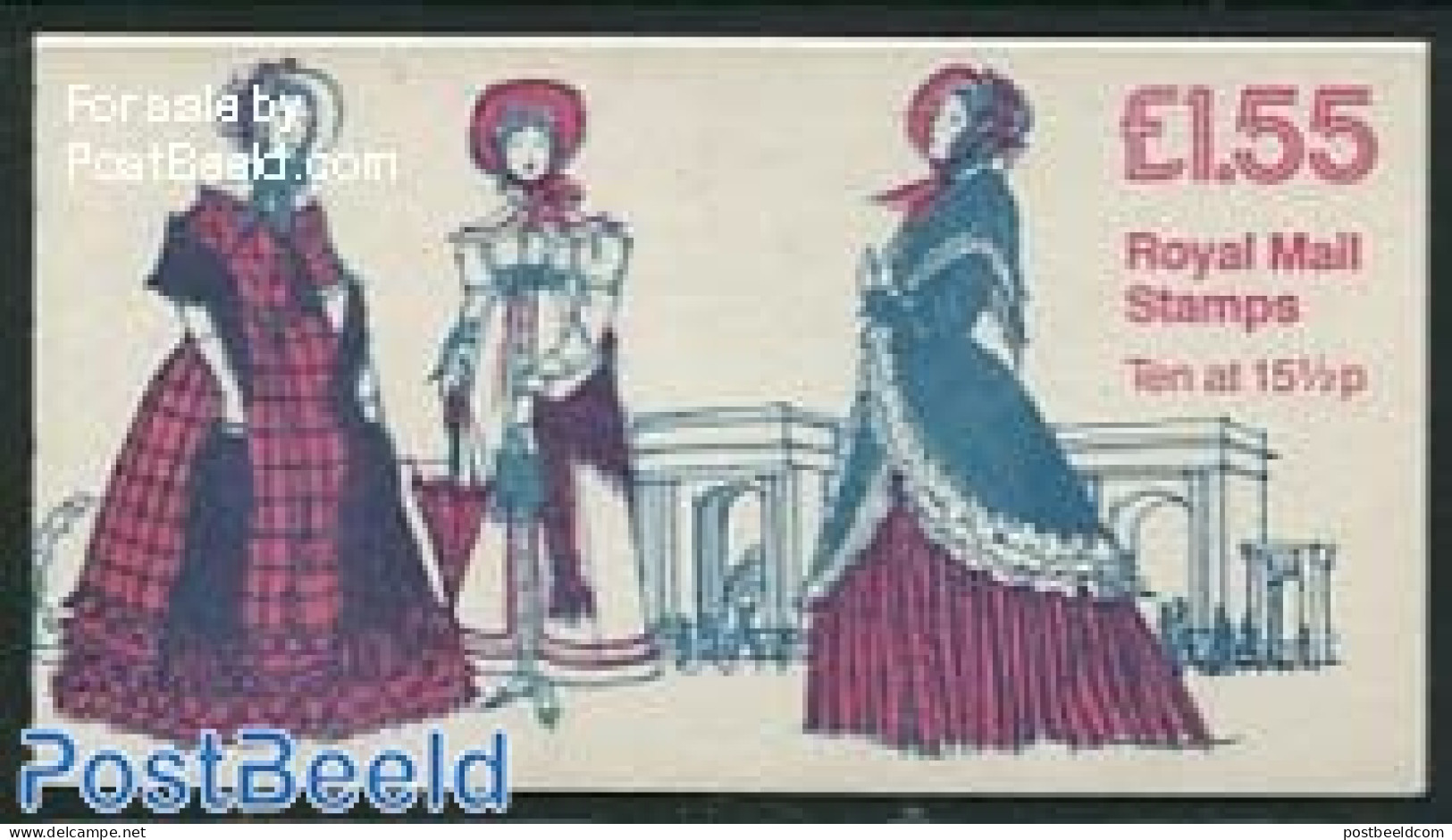 Great Britain 1982 Def. Booklet, Fashion 1830-1850, Selvedge At Left, Mint NH, Stamp Booklets - Art - Fashion - Unused Stamps