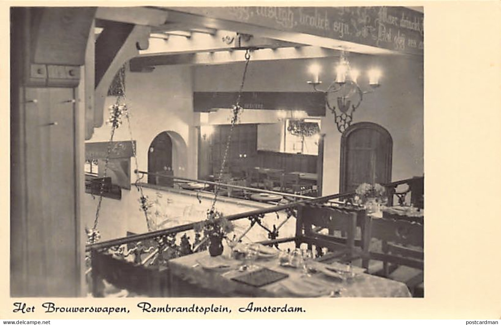 AMSTERDAM (NH) Het Brouwerswapen, Smits' Restaurant, Rembrandtsplein - Uitg. H. Leufkens  - Amsterdam