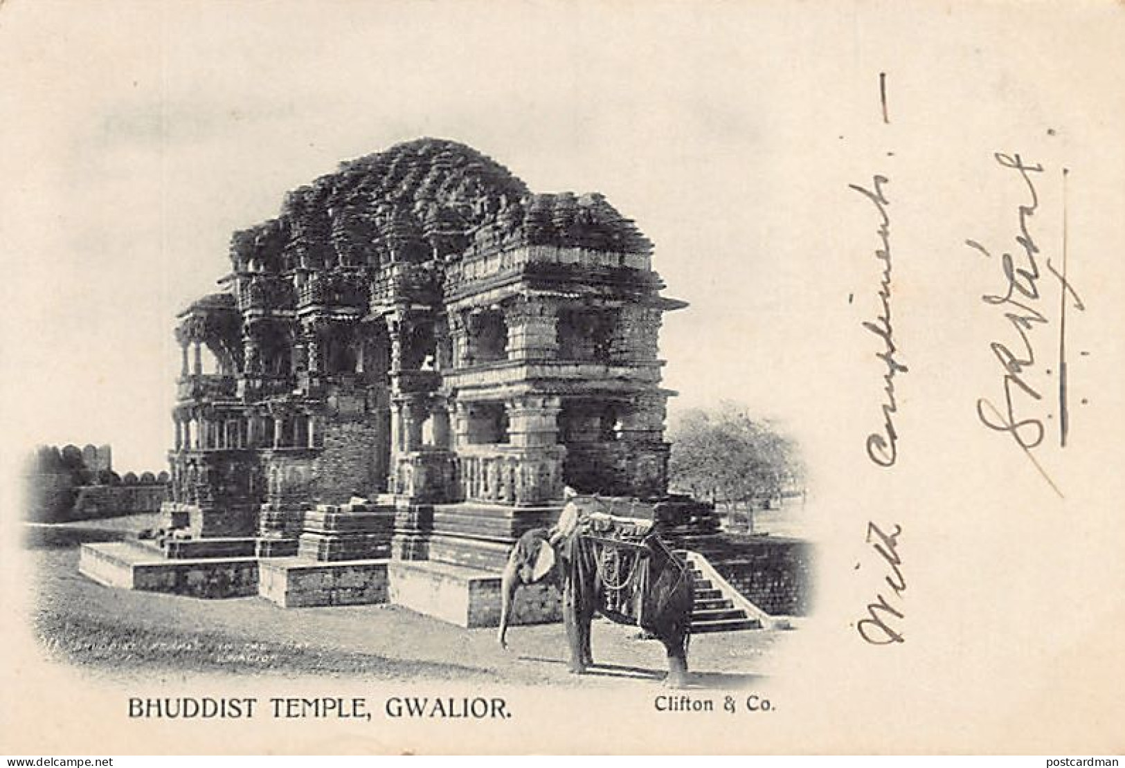 India - GWALIOR - Elephant In Front Of A Buddhist Temple - Publ. Clifton & Co.  - India