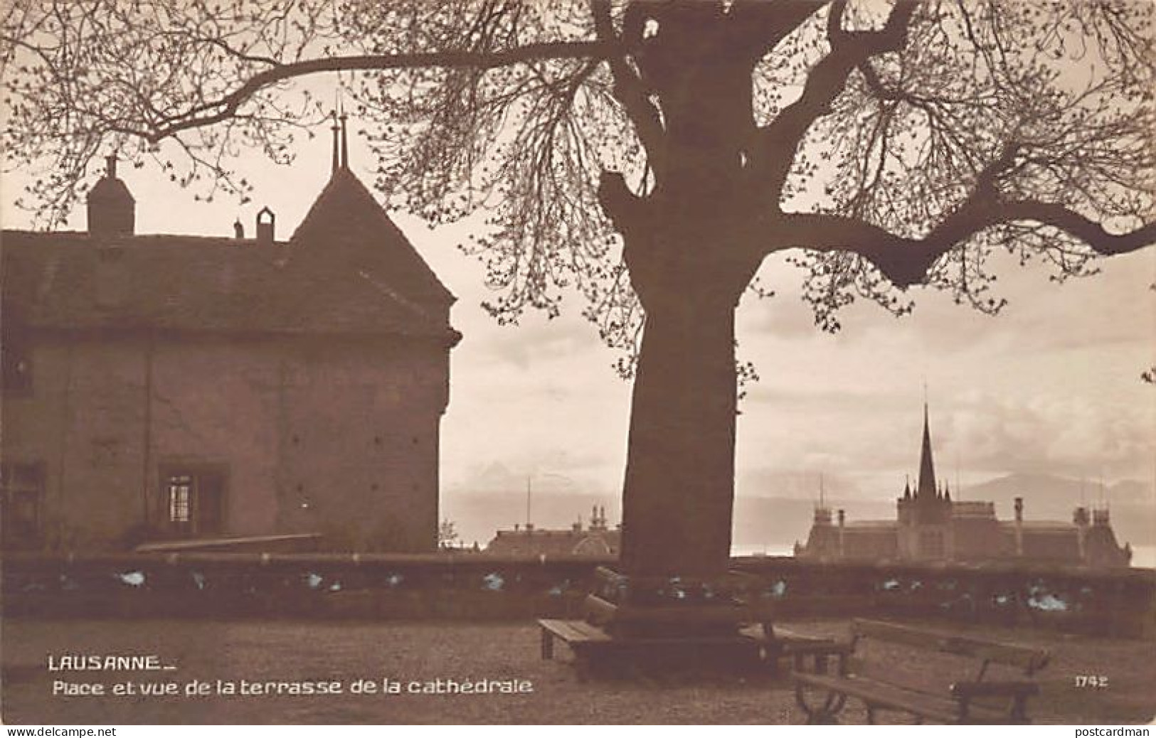 Suisse - Lausanne (VD) Place Et Vue De La Terrasse De La Cathédrale - Ed. Perrochet & David 1742 - Lausanne